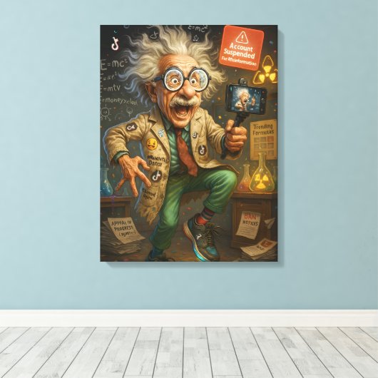 Quirky Einstein Pop Art - Farbenfrohe Mad Scientis Leinwanddruck (Insitu (Holzboden))