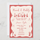 Quirky Einzigartiger handgezeichneter Bridal Brunc Einladung (Vorderseite)