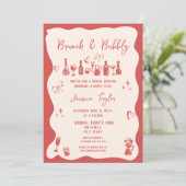 Quirky Einzigartiger handgezeichneter Bridal Brunc Einladung (Stehend Vorderseite)