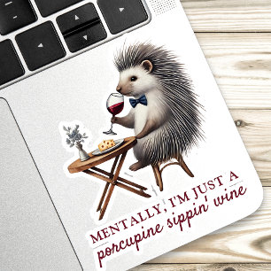 Quirky Einzigartiger Porcupine Sippin Weinheber Aufkleber