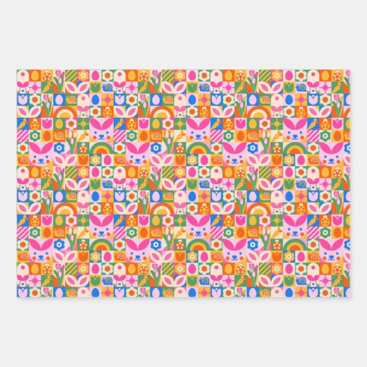 Quirky farbenfroh ästhetisches Frühjahrsthema Geschenkpapier Set (Vorderseite 2)