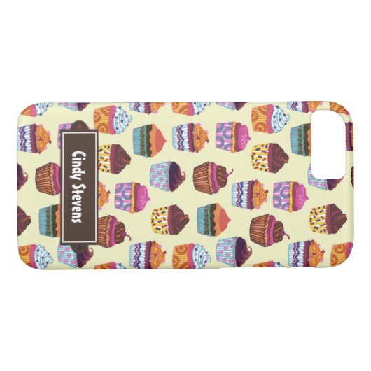 Quirky farbenfrohe Cupcakes Illustrationsmuster Case-Mate iPhone Hülle (Rückseite (Horizontal))