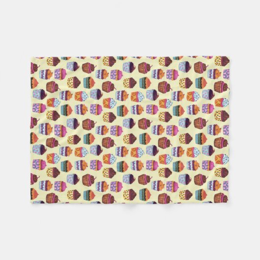 Quirky farbenfrohe Cupcakes Illustrationsmuster Fleecedecke (Vorderseite (Horizontal))