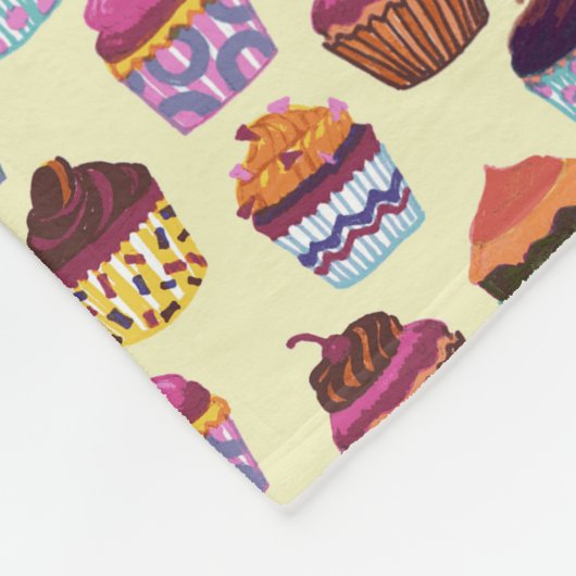 Quirky farbenfrohe Cupcakes Illustrationsmuster Fleecedecke (Ecke)