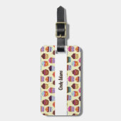 Quirky farbenfrohe Cupcakes Illustrationsmuster Gepäckanhänger (Vorderseite vertikal)