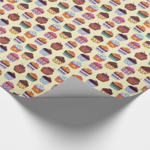 Quirky farbenfrohe Cupcakes Illustrationsmuster Geschenkpapier