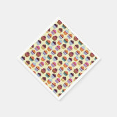 Quirky farbenfrohe Cupcakes Illustrationsmuster Serviette (Ecke)