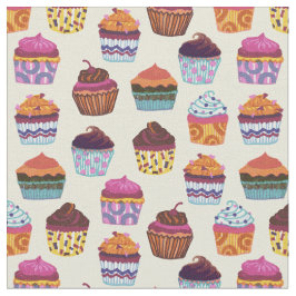 Quirky farbenfrohe Cupcakes Illustrationsmuster Stoff