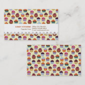 Quirky farbenfrohe Cupcakes Illustrationsmuster Visitenkarte (Vorne/Hinten)