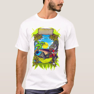 Quirky farbenfrohe tropische Gorilla Insel T-Shirt