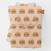 Quirky Fast Food Burger Pizza und Hot Dog Patterns Geschenkpapier Set (Beispiel)