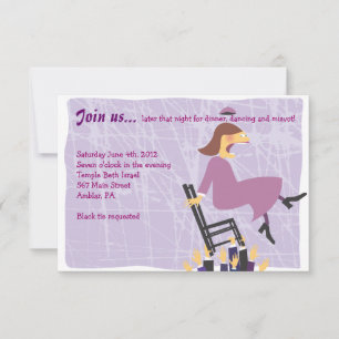 Quirky Female Bat Mitzvah Empfang Party Card Einladung