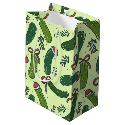 Quirky Festivals Weihnachtsmuster Mittlere Geschenktüte (Rückseite Schrägansicht)