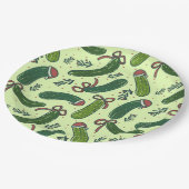 Quirky Festivals Weihnachtsmuster Pappteller (Schrägansicht)