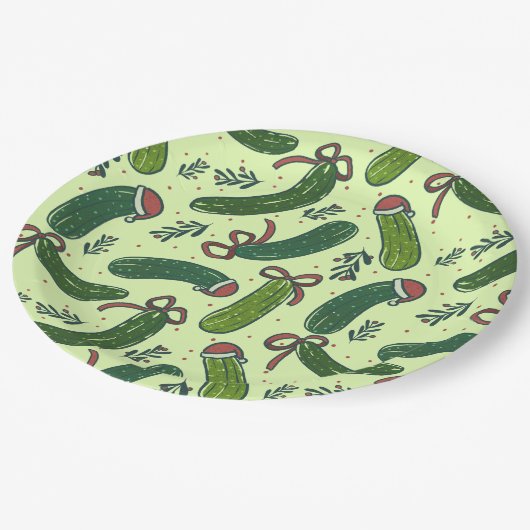 Quirky Festivals Weihnachtsmuster Pappteller (Schrägansicht)