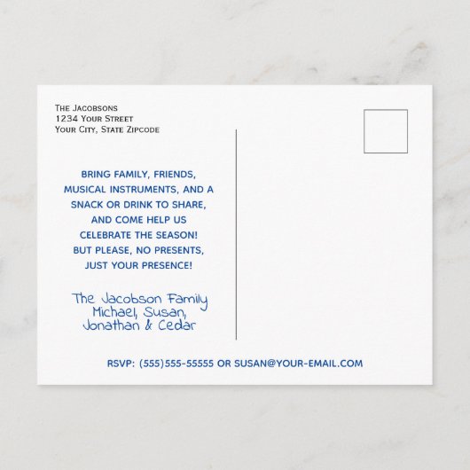 Quirky Festive Fun All Inclusive Einladungspostkarte (Rückseite)