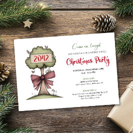 Quirky festive tree watercolor holiday invitation einladung
