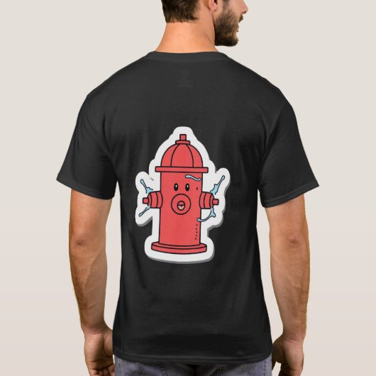 Quirky Fire Hydrant Splash T - Shirt (Rückseite)