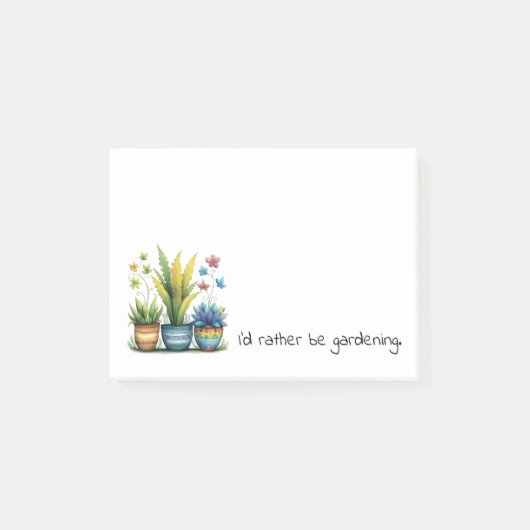 Quirky Flower Pots I'd Rather Be Gardening Post-it Klebezettel (Vorderseite)