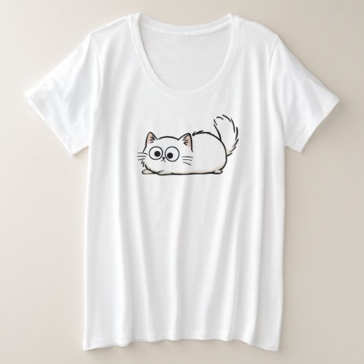 Quirky Fluffy Tail Cat Große Größe T-Shirt (Design vorne)