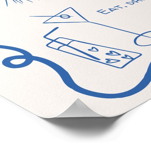 Quirky-Französisch-Illustriert-Spaß-Hochzeitswillk Poster (Ecke)