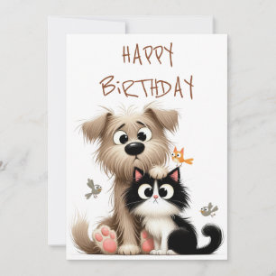 Quirky-Freundschaft zwischen Hund und Katze Feiertagskarte