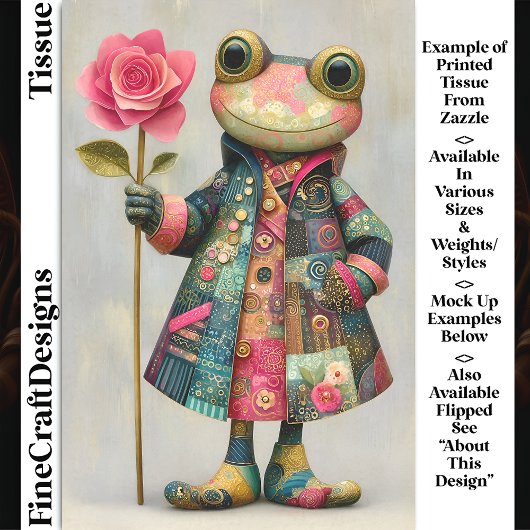 Quirky Frosch, farbiger Teppich, Rose DL7L Decoupa Seidenpapier