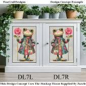 Quirky Frosch, farbiger Teppich, Rose DL7L Decoupa Seidenpapier