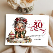 Quirky fun 50 lady greeting whimsical birthday einladung