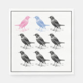 Quirky Fun Blue Pink Black Bird Serviette (Vorderseite)