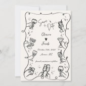 Quirky Fun Hand Drawn Squiggle Scribble Wedding Einladung (Vorderseite)