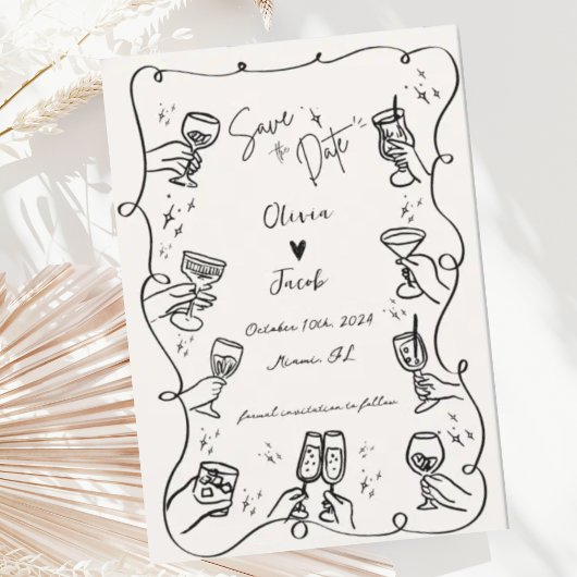 Quirky Fun Hand Drawn Squiggle Scribble Wedding Einladung