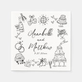 Quirky Fun Hand Drawn Whimsical Wedding Serviette (Vorderseite)