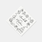 Quirky Fun Hand Drawn Whimsical Wedding Serviette (Ecke)