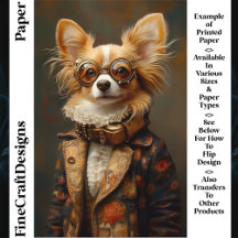 Quirky & Fun Papillon Dog Portrait CQ2 Craft Paper