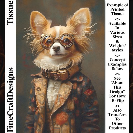 Quirky & Fun Papillon Dog Portrait CQ2 Decoupage Seidenpapier