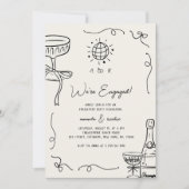 Quirky Fun Retro Französische Partei für Whimsisch Einladung (Vorderseite)