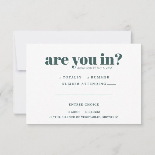 Quirky Fun Wedding RSVP | 70er Typografie Ankündigung (Vorderseite)
