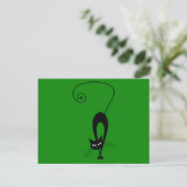 Quirky Funny Black Cat Feline Postkarte (Stehend Vorderseite)