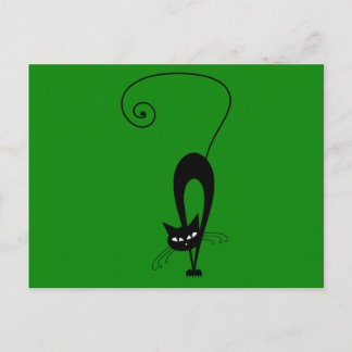 Quirky Funny Black Cat Feline Postkarte