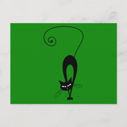 Quirky Funny Black Cat Feline Postkarte (Vorderseite)
