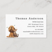 Quirky Funny Watercolor Dog and Cat Veterinary Visitenkarte (Rückseite)