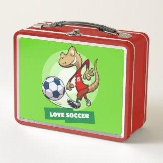 Quirky Gecko Love Soccer Funny Soccer Star Cartoon Metall Brotdose
