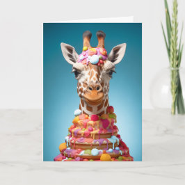 Quirky Giraffe Cake Niedliches Sonnentier Geburtst Karte