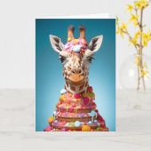 Quirky Giraffe Cake Niedliches Sonnentier Geburtst Karte (Gelbe Blume)