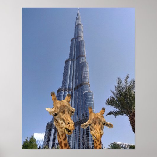 Quirky Giraffen bei Burj Khalifa Wall Art Poster (Vorne)