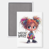 Quirky Girl Buttercup Magnet (Vorderseite/Rückseite)