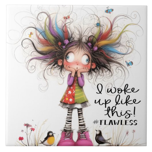 Quirky Girl # Flawless Keramik Tile Fliese (Vorderseite)