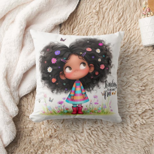 Quirky Girl Kindness Throw Kissen (Decke)