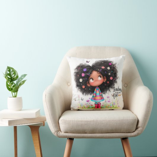 Quirky Girl Kindness Throw Kissen (Stuhl )